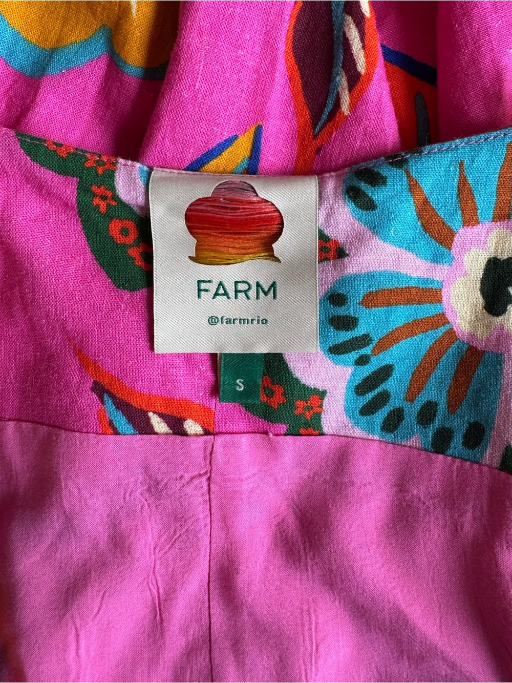 FARM Rio Pink Linen Floral Wrap-Style Mini Dress - Picture 5 of 9